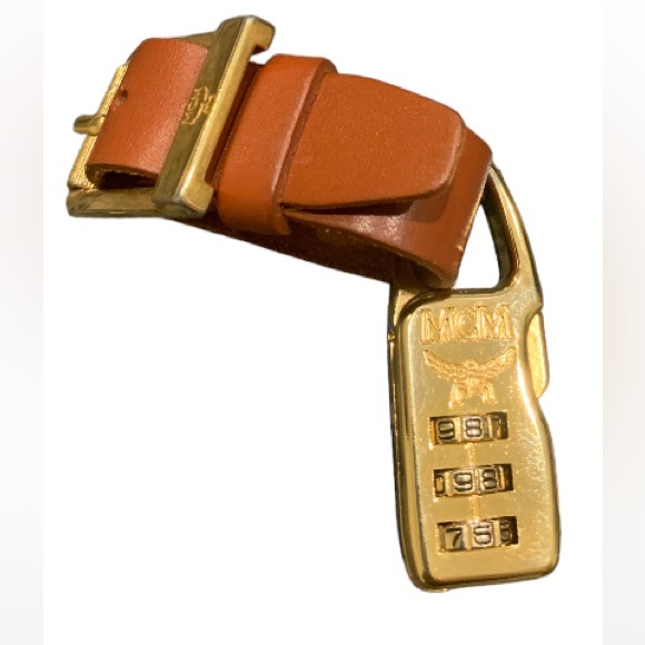 MCM Handbags - Authentic Vtg MCM Luggage Leather and Brass Combo Lock
